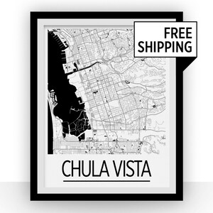 Chula Vista Kartenwerke Poster - Usa Karte Print - Art Deco