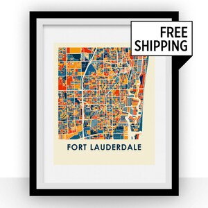 Fort Lauderdale kaart afdrukken - Full Color kaart Poster