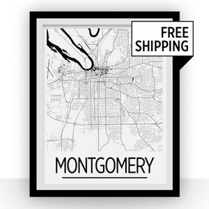 Montgomery kaart Poster - usa kaart Print - Art Deco serie