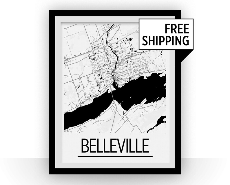 Belleville Ontario Map Poster Ontario Map Print Art Deco Etsy