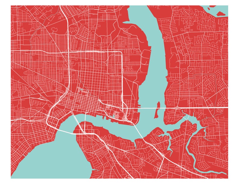 Jacksonville Map Print Any Color You Like image 2