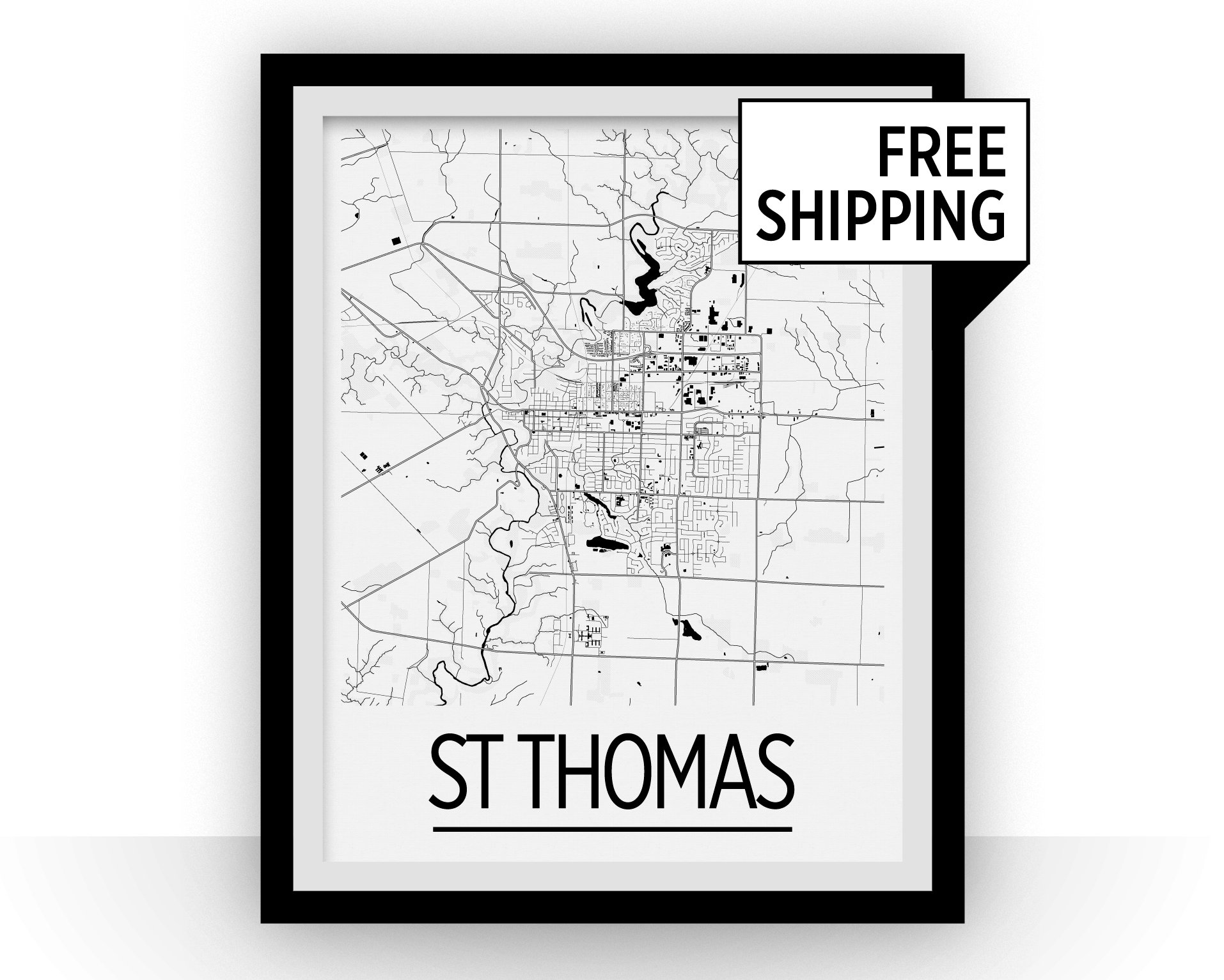 Map Of St Thomas Ontario St Thomas Ontario Map Poster Ontario Map Print Art Deco | Etsy