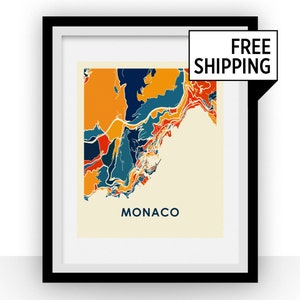 Monaco Map Print - Full Color Map Poster