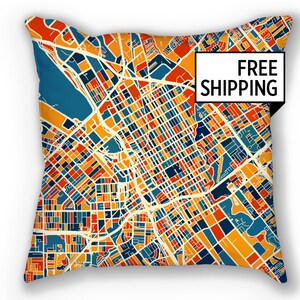 San Jose kaart Pillow - Sj kaart kussen 18 x 18