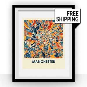 Imprimir mapa de Manchester - afiche mapa a todo Color
