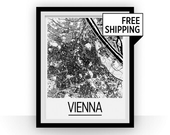 Vienna Map Poster - austria Map Print - Art Deco Series