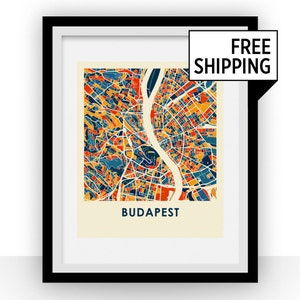 Budapest Map Print Full Color Map Poster image 1