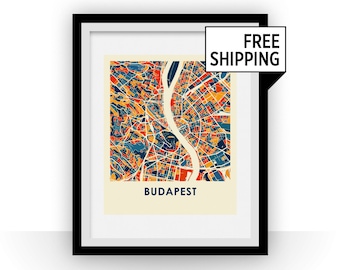 Budapest Map Print - Full Color Map Poster