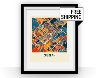 Guelph Ontario Map Print - Full Color Map Poster