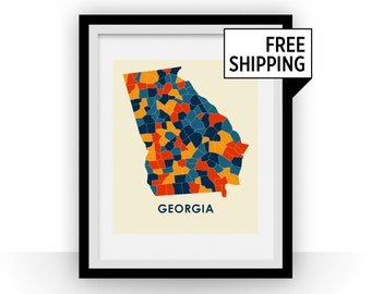 Georgia Map Print - Full Color Map Poster