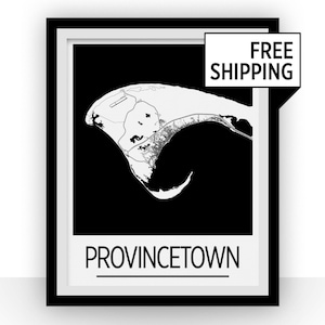 Provincetown Kartenwerke Poster - Usa Karte Print - Art Deco