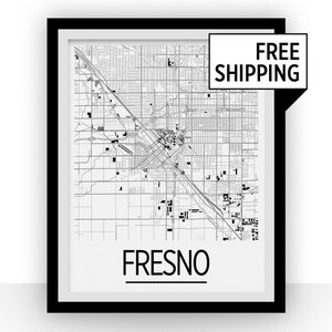 Fresno Karte - Usa Karte Print - Art-Deco-Plakatserie