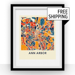 Ann Arbor Map Print - Full Color Map Poster