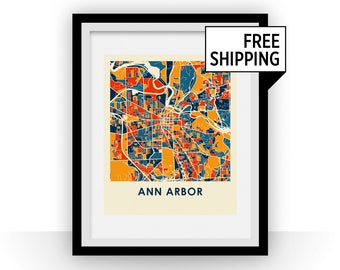Ann Arbor Map Print - Full Color Map Poster