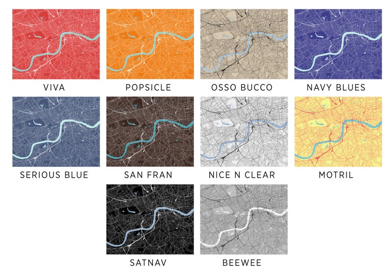 London Map Print Choose your color image 3