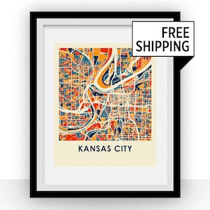 Kansas City Map Print - Full Color Map Poster