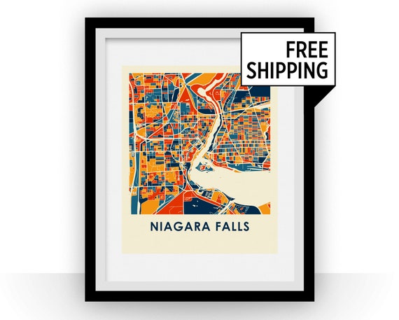 Niagara Falls Map Print Full Color Map Poster | Etsy