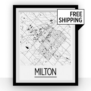 Milton Ontario Map Poster - Ontario Map Print - Art Deco Series