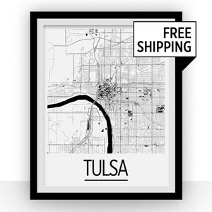 Tulsa Kartenwerke Poster - Usa Karte Print - Art Deco