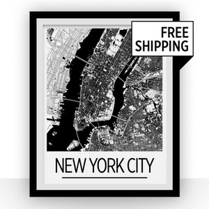 New York City carte affiche - usa carte imprimer - série Art déco