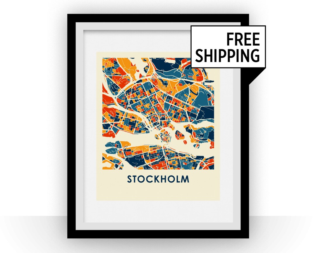Stockholm Map Print - Full Color Map Poster - Etsy