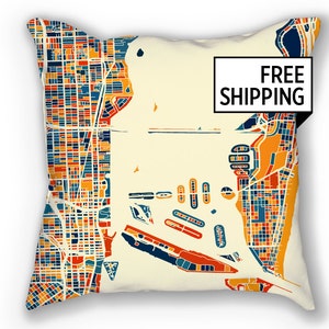 Miami kaart Pillow - Florida kaart kussen 18 x 18