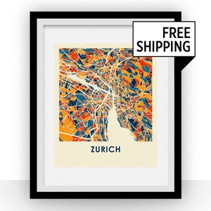 Zurich Map Print - Full Color Map Poster