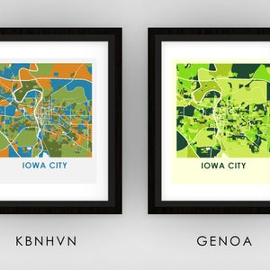 Iowa City Map Print - Full Color Map Poster - Etsy