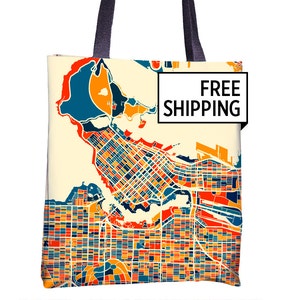 Vancouver Map Tote Bag - British Columbia Map Tote Bag 15x15
