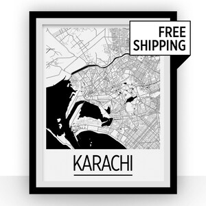 Karachi Map Poster pakistan Map Print Art Deco Series image 1