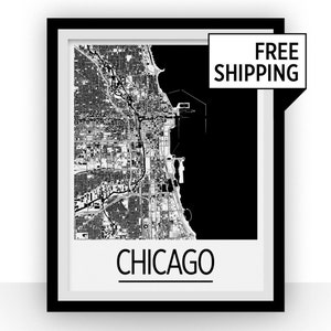 Série de Chicago carte affiche - usa carte imprimer - Art déco