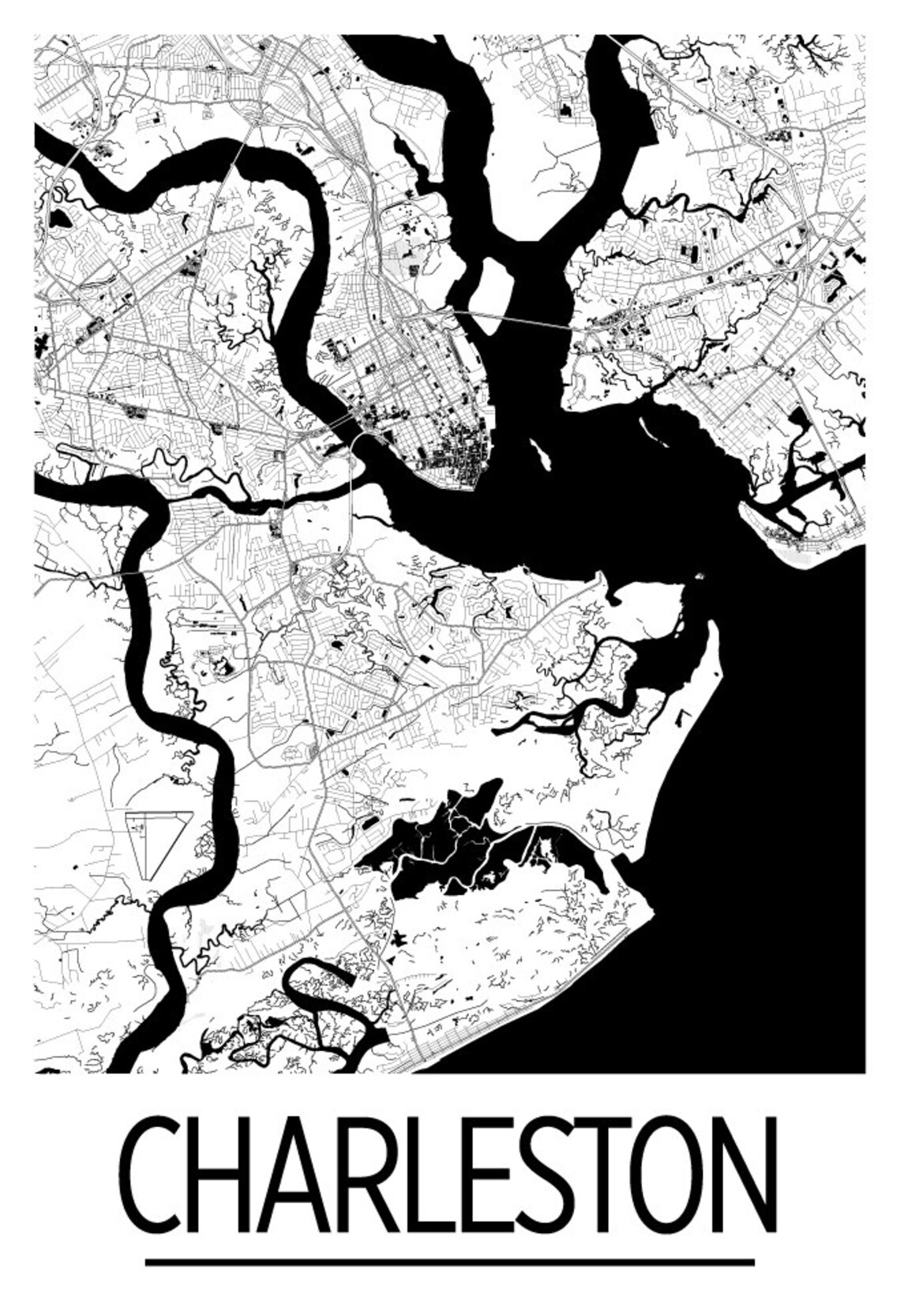 Charleston Map Poster Usa Map Print Art Deco Series - Etsy