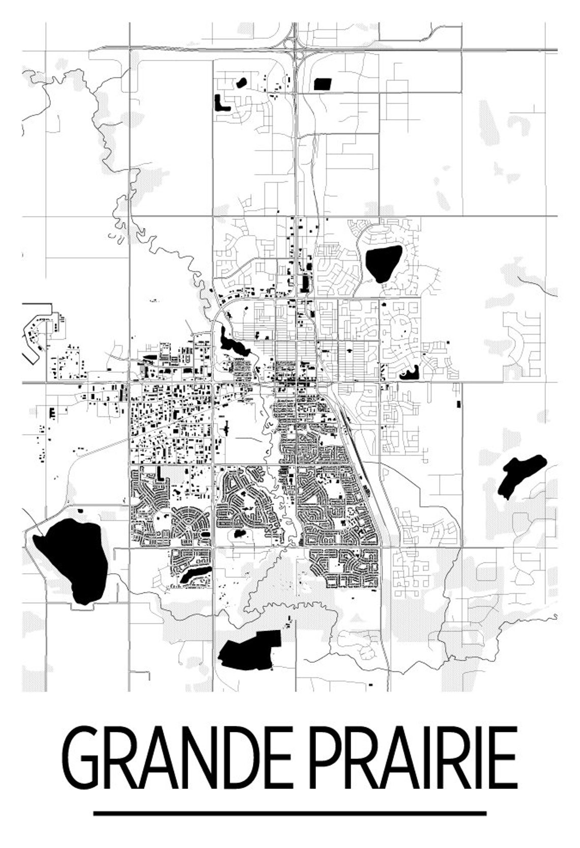 Grande Prairie Alberta Map Poster Alberta Map Print Art Etsy UK