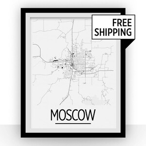 Moscow ID Map Poster - Idaho Map Print - Art Deco Series