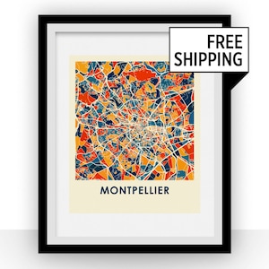 Imprimir mapa de Montpellier - afiche mapa a todo Color