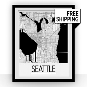 Seattle Karte - Usa Karte Print - Art-Deco-Plakatserie