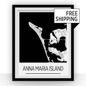 Anna Maria Island kaart Poster - Florida kaart Print - Art Deco serie
