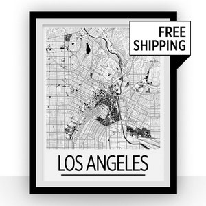 Los Angeles carte affiche - usa carte imprimer - série Art déco