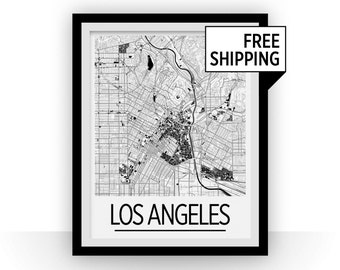 Los Angeles Map Poster - usa Map Print - Art Deco Series