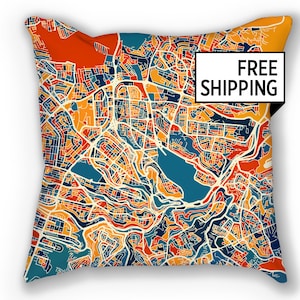 Amman Map Pillow - Jordan Map Pillow 18x18