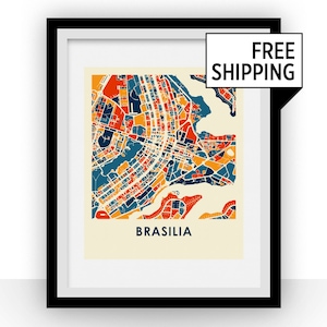 Brasilia mapa imprimir - mapa afiche a todo Color