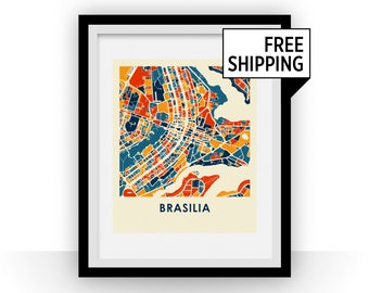 Brasilia Map Print - Full Color Map Poster