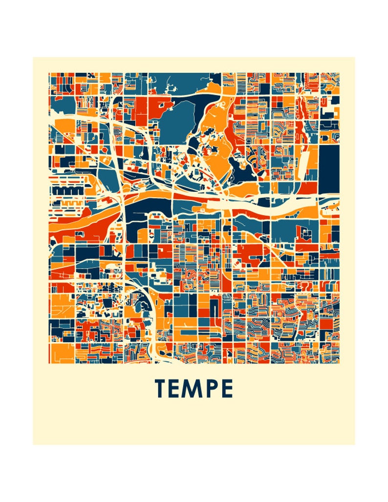 Tempe AZ Map Print Full Color Map Poster Etsy tempe-az-map-print-full-color-map-poster-etsy
