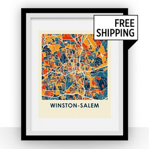 Winston-Salem Map Print - Full Color Map Poster