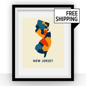 New Jersey Map Print - Full Color Map Poster