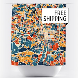 Raleigh Map Shower Curtain - usa Shower Curtain - Chroma Series