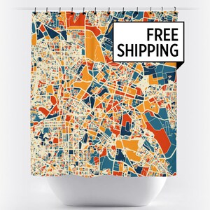Bangalore Map Shower Curtain - india Shower Curtain - Chroma Series