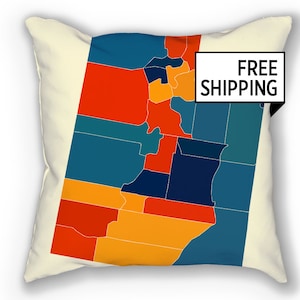 Utah Map Pillow - UT Map Pillow 18x18
