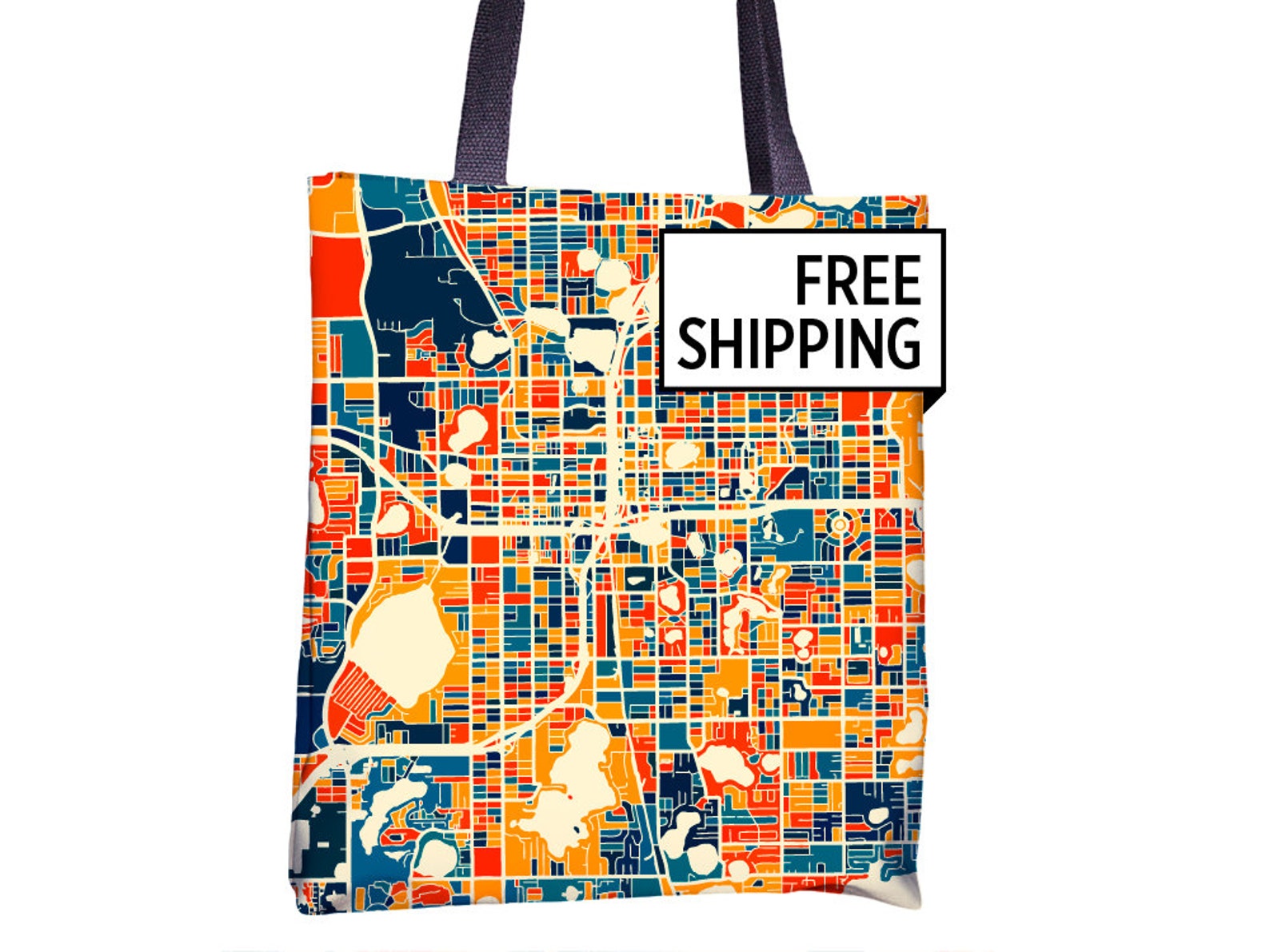 Orlando Map Tote Bag Florida Map Tote Bag 15x15 Etsy UK