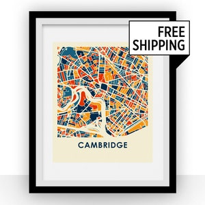 Cambridge MA Map Print - Affiche de carte en couleur
